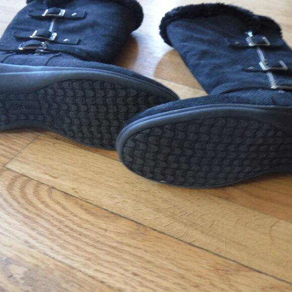 Hotcakes Girls Size 3.5 Black Boots Zipper Buckles Fur Warm - Picture 5 of 10